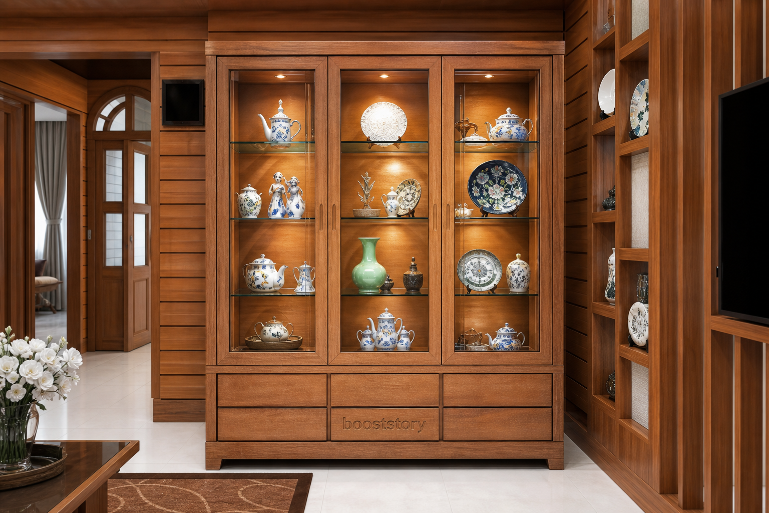 Booststory Oak Shoe Cabinet — Slim Hallway with Tilt-Out Doors