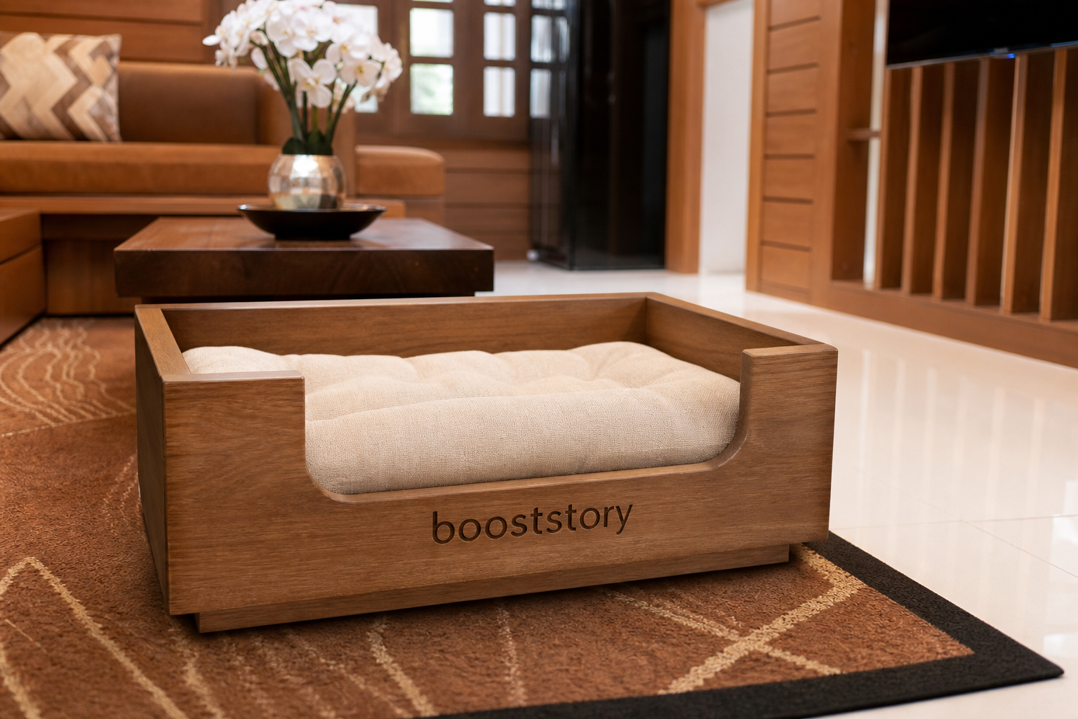 Booststory Teak Shower Stool — Bathroom with Non-Slip Feet